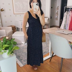 Navy spotted maxi dress with pockets